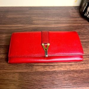 YSL Yves Saint Laurent RED Leather WALLET